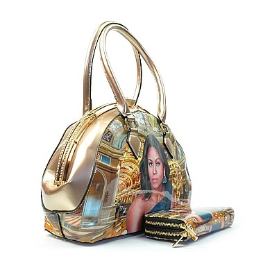 MICHELLE OBAMA JEWEL TOP & SIDE ROYALTY SATCHEL+WALLET