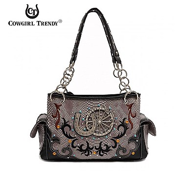 GON 8469 Western 'Horseshoe & Wheel' Handbag