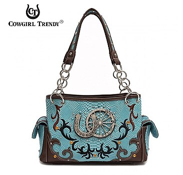 GON 8469 Western 'Horseshoe & Wheel' Handbag