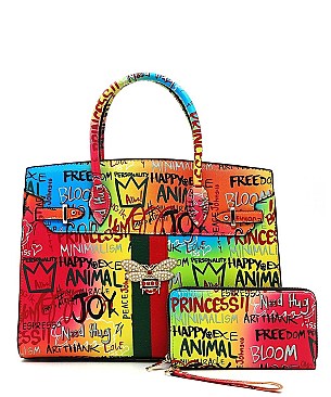 Graffiti Bee Charm  2-in-1 Satchel