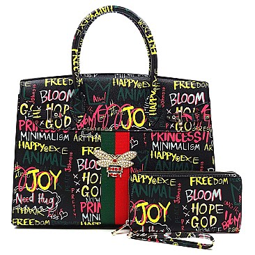 Graffiti Bee Charm  2-in-1 Satchel