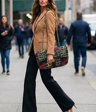 Large-Size Quilted Graffiti Bag with Crystal-stoned word "PRETTY"