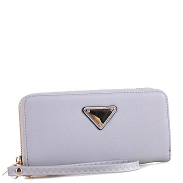 Triangle Logo Zip-around Slim Wristlet Wallet