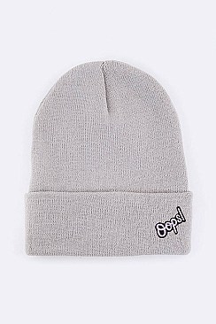 Trendy OOPS Patch Cuff Rib Beanie LA-MKH35130
