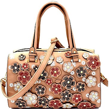 GS6494-LP Studded Flower Accent 2-Way Boston Satchel