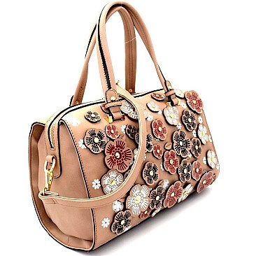 GS6494-LP Studded Flower Accent 2-Way Boston Satchel