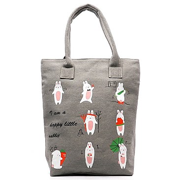 I am a happy little rabbit" Jute Shopper