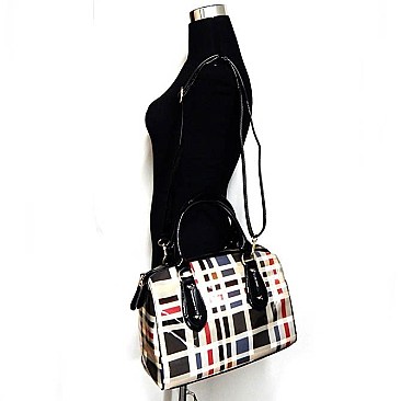 Classic Plaid Print Patent Hot Boston Satchel