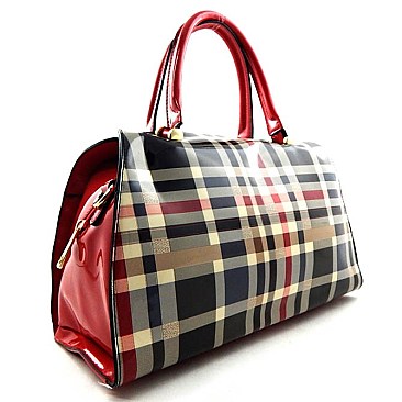 Classic Medium Size Print Patent Satchel