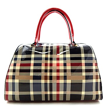 Classic Medium Size Print Patent Satchel