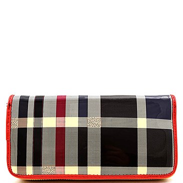 Classic Print Patent Zip-around Wallet