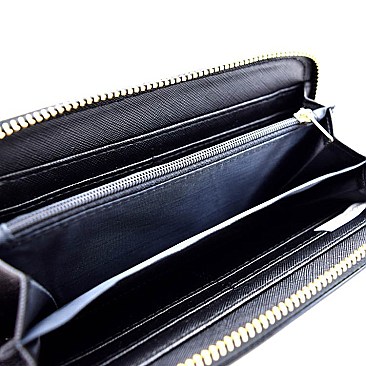 Classic Print Patent Zip-around Wallet