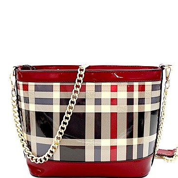 Plaid Check Chain Strap Shoulder Bag