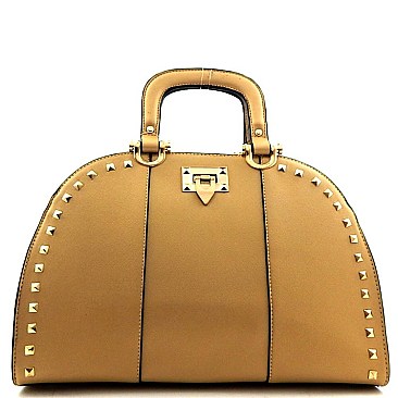 Studded Clasp-lock Celebrity Satchel