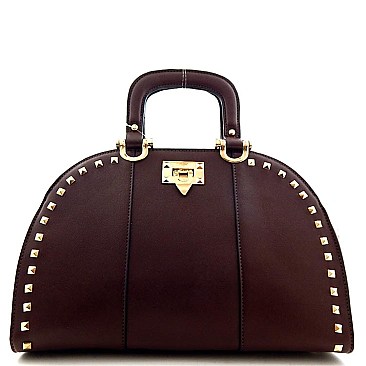 Studded Clasp-lock Celebrity Satchel