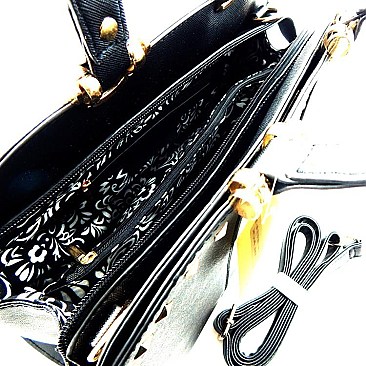 Studded Clasp-lock Celebrity Satchel