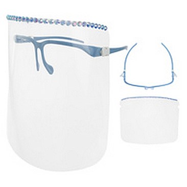 PACK OF 12 ASSORTED PROTECTIVE FACE SHIELD RHINESTONES & REUSABLE GLASSES