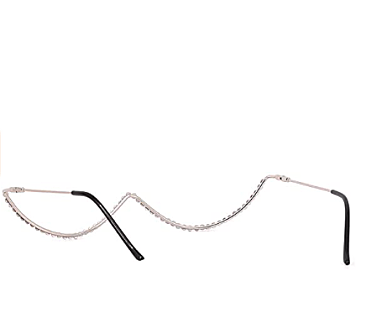 Luxury Lens-Less Décor Rhinestone Half-Frame Punk Eyewear