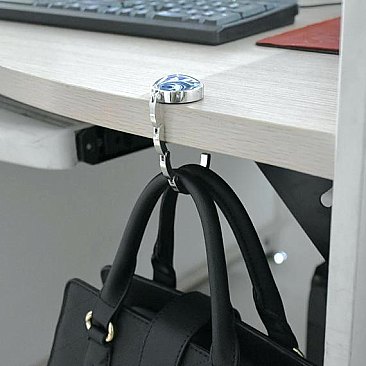 Zebra Print Stone Round Folding Handbag - Purse Hanger