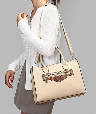 2 in 1 Crocodile Accent Satchel With Wallet