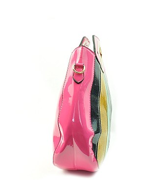 FANCY MULTI COLOR STRIPE SATCHEL BAG