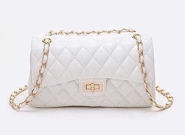Lovely Quilted Classic Turn Lock Shoulder Bag