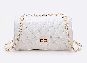 Lovely Quilted Classic Turn Lock Shoulder Bag