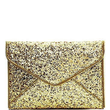 HD2796-LP  Allover Glitter Accent Envelope Clutch