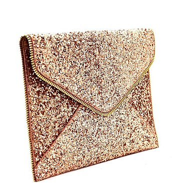 HD2796-LP  Allover Glitter Accent Envelope Clutch