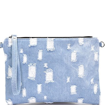 HD2825-LP Distressed Vintage Denim Clutch