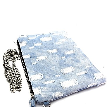 HD2825-LP Distressed Vintage Denim Clutch