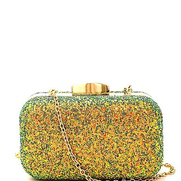 HD2892-LP Multi-Color Glitter Metal Frame Evening Hard Clutch