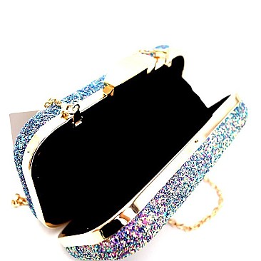 HD2892-LP Multi-Color Glitter Metal Frame Evening Hard Clutch