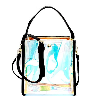 HD2964-LP  Unique Hologram Clear Satchel Shoulder Bag Multi