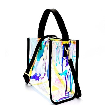 HD2964-LP  Unique Hologram Clear Satchel Shoulder Bag Multi