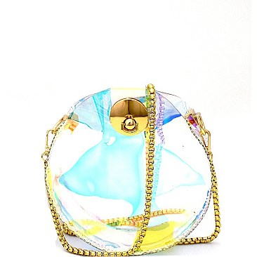 HD2965-LP Unique Hologram Clear Round Cross Body Shoulder Bag