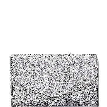 HD2972-LP Allover Glitter Flap Clutch