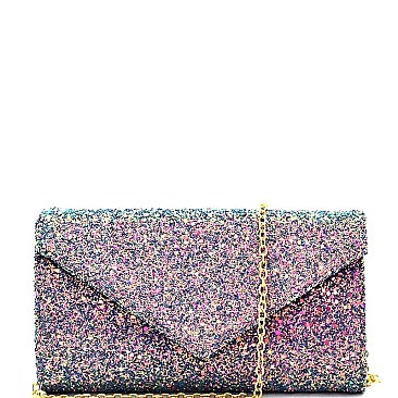 HD2983-LP Multi-Color Glitter Flap Clutch