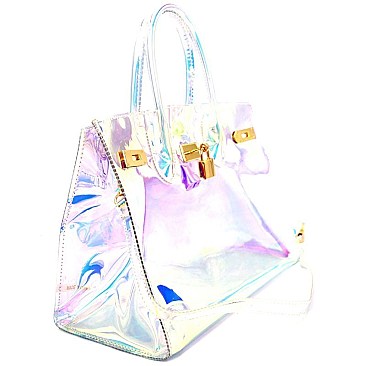 HD3024-LP Padlock Accent Transparent Clear Satchel