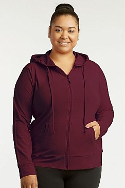 PACK OF 3 PIECES LADIES THIN ZIP-UP HOODIE JACKET PLUS SIZE MUHDC7000X