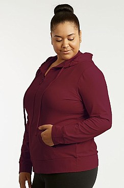 PACK OF 3 PIECES LADIES THIN ZIP-UP HOODIE JACKET PLUS SIZE MUHDC7000X