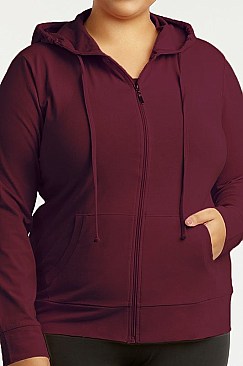 PACK OF 3 PIECES LADIES THIN ZIP-UP HOODIE JACKET PLUS SIZE MUHDC7000X