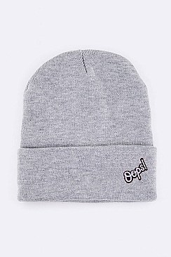 Trendy OOPS Patch Cuff Rib Beanie LA-MKH35130