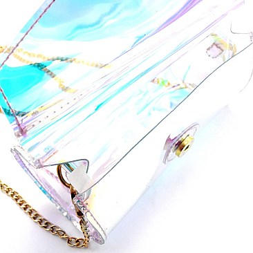 Heart Patch Hologram Transparent Clear Clutch Cross Body MH-HL001