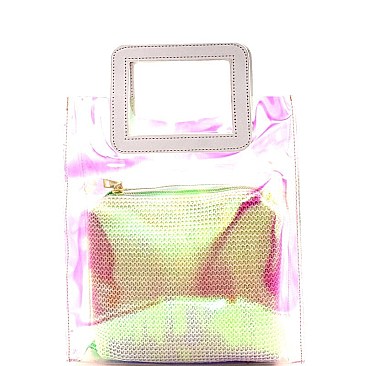 Handle Accent Hologram Transparent 2 in 1 Carry Bag MH-HL011