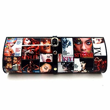 Hard Case Magazine Print Clutch