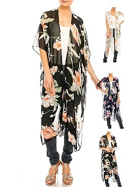 Pack of 12 Pieces Stylish Floral Print Long Kimono LAHN003