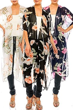 Pack of 12 Pieces Stylish Floral Print Long Kimono LAHN003