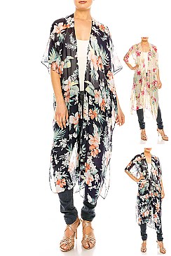 Pack of 12 Pieces Stylish Floral Print Sheer Kimono LAHN005