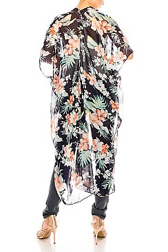 Pack of 12 Pieces Stylish Floral Print Sheer Kimono LAHN005
